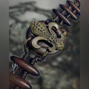 Vintage Custom Wood Fleur de Lis Waist Belt ⚔️